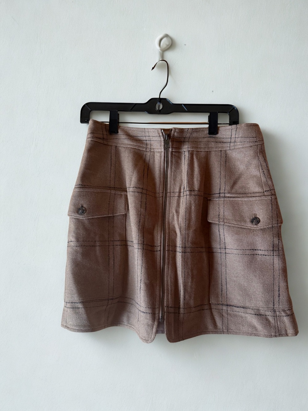 Brown Plaid A-Line Mini Skirt